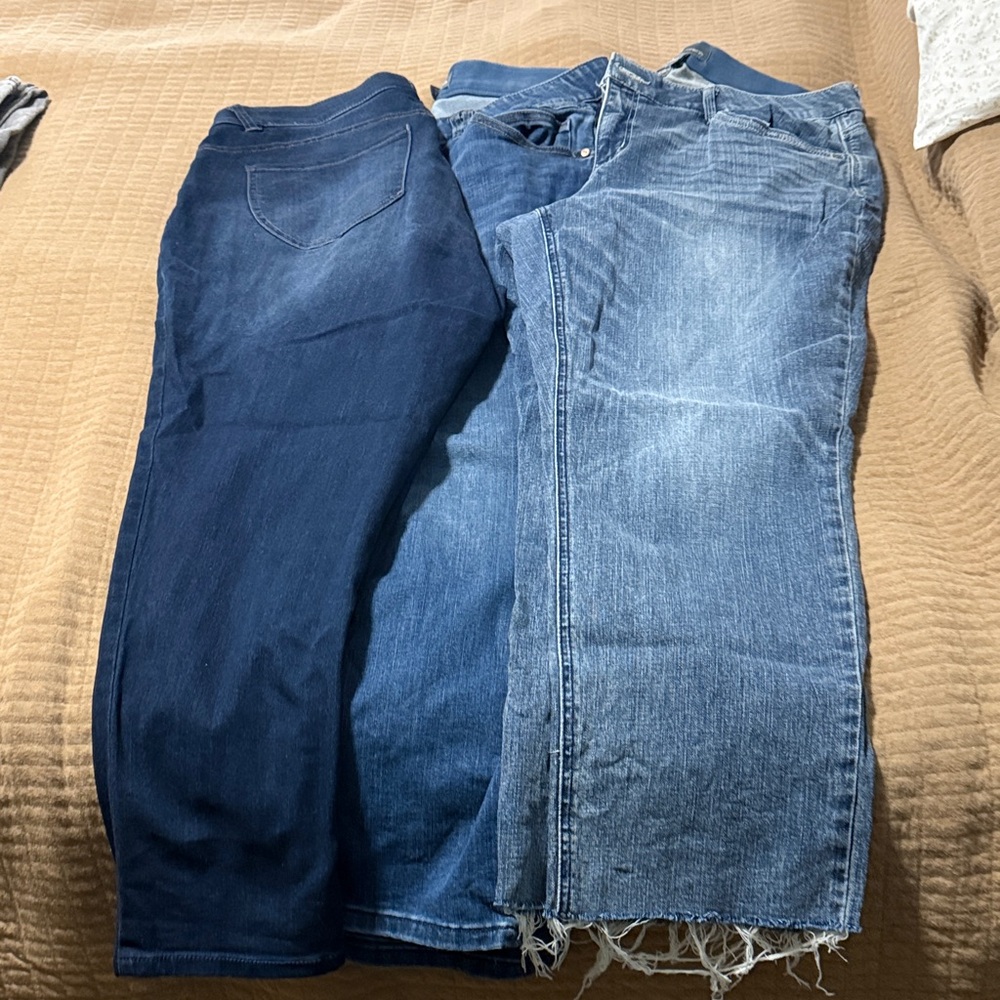 Democracy Women's Straight Leg Jeans - Dark Blue and Light Blue